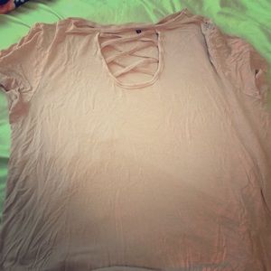 Pink cross neck ‘Splash’ brand t shirt